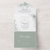 Minimalistische Grüne Eukalyptus Wedding All In One Einladung (Innen Boden)