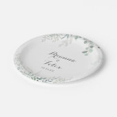 Minimalistische Grüne Eukalyptus Wedding Cake Pappteller (Schrägansicht)