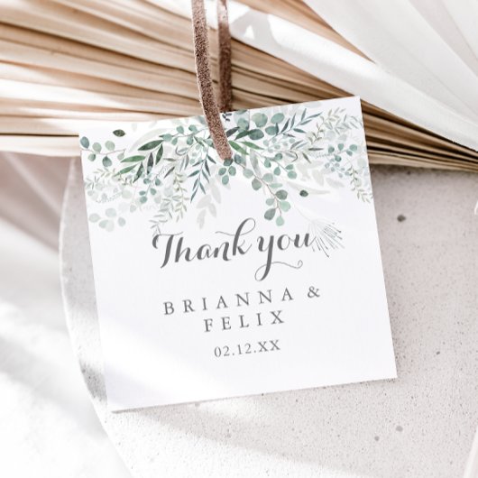 Minimalistische Grüne Eukalyptus Wedding Geschenkanhänger