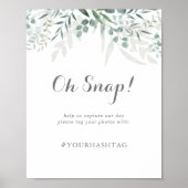 Minimalistische Grüne Eukalyptus Wedding Oh Snap Poster (Vorne)