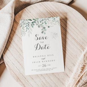 Minimalistische Grüne Eukalyptus Wedding Save The Date