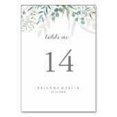 Minimalistische Grüne Eukalyptus Wedding Tischnummer (Rückseite)