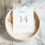 Minimalistische Grüne Eukalyptus Wedding Tischnummer<br><div class="desc">Diese Tischnummer ist sehr schlicht und bietet eine wunderschöne Aussicht auf die Bucht. Das Design zeichnet sich durch Aquarellfarben elegante grüne Eukalyptus-Blätter aus. Das ist eine zweiseitige Tischnummer. Fügen Sie jede benötigte Tischnummer individuell in Ihren Warenkorb.</div>