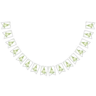 Minimalistische grüne Farn-Hochzeitstafel Wimpelkette