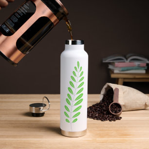 Minimalistische grüne Farnblatt-Botanik-Illustrati Trinkflasche