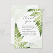 Minimalistische Grüne Fern Hochzeit Dankeschön Kar Dankeskarte (Vorne/Hinten)