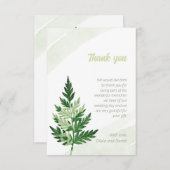 Minimalistische Grüne Fern Hochzeit Dankeschön Kar Dankeskarte (Vorne/Hinten)