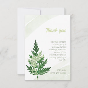 Minimalistische Grüne Fern Hochzeit Dankeschön Kar Dankeskarte