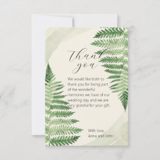 Minimalistische Grüne Fern Hochzeit Dankeschön Kar Dankeskarte