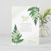 Minimalistische Grüne Fern Hochzeit Dankeschön Kar Dankeskarte (Stehend Vorderseite)