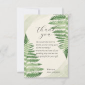 Minimalistische Grüne Fern Hochzeit Dankeschön Kar Dankeskarte (Vorderseite)