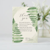 Minimalistische Grüne Fern Hochzeit Dankeschön Kar Dankeskarte (Stehend Vorderseite)
