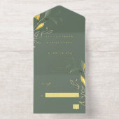 Minimalistische grüne Goldmedaille Salbei Grüne Ho All-in-One-Einladung (Innenseite)