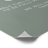 Minimalistische Grüne Hochzeit ohne Stecker Poster (Ecke)