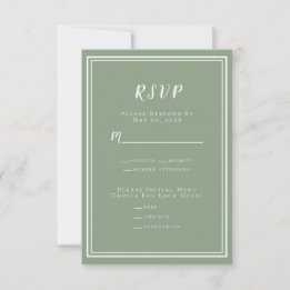 Minimalistische Grüne Hochzeit RSVP Karte