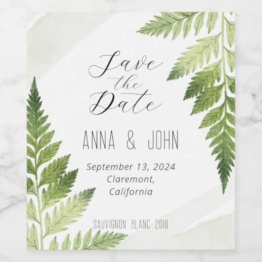 Minimalistische Grüne Hochzeit Weinetikett (Einzelnes Label)