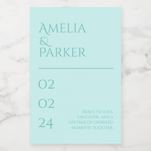 Minimalistische grüne Hochzeitskerze Lebensmitteletikett (Einzelnes Label)