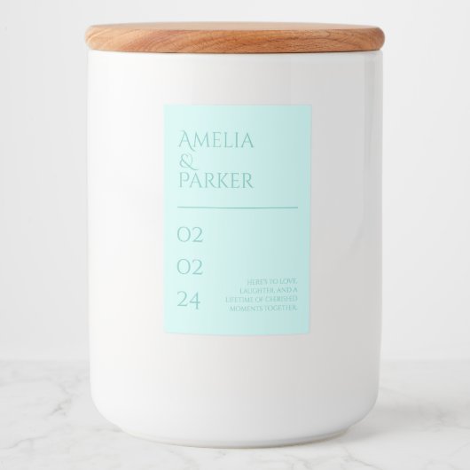 Minimalistische grüne Hochzeitskerze Lebensmitteletikett (Vorderseite)