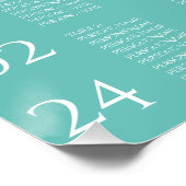 Minimalistische grüne Hochzeitstabelle Poster (Ecke)