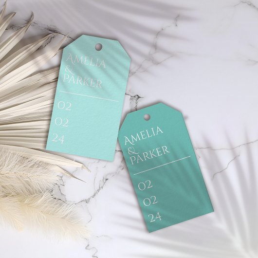 Minimalistische Grüne Hochzeitstipps Geschenkanhänger