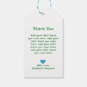 Minimalistische grüne Leaf Babydusche Danke Geschenkanhänger (Rückseite)