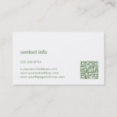 Minimalistische grüne Linen weiße Typografie Visitenkarte (Rückseite)