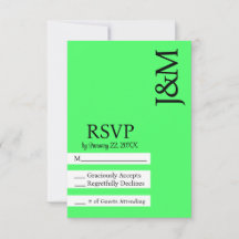 Minimalistische grüne RSVP-Karte in Limette