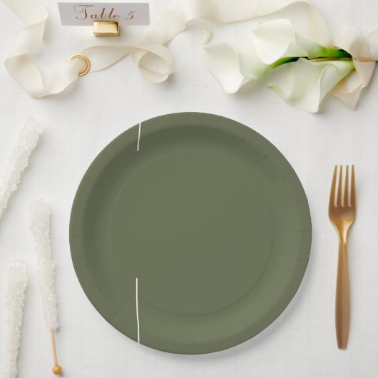Minimalistische grüne runde Papierplatte Pappteller (Hochzeit)
