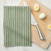 Minimalistische grüne, rustikale Streifen Geschirrtuch (Viertel Falte)
