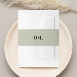 Minimalistische grüne Salbei-Monogramm-Hochzeit Einladungsbanderole