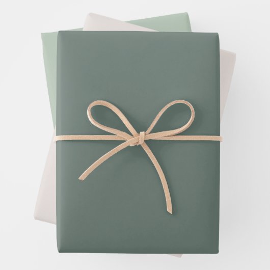 Minimalistische grüne Salbeige Hochzeit in kräftig Geschenkpapier Set (Beispiel)