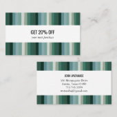 Minimalistische, grüne Streifen handgefertigt Rabattkarte (Vorne/Hinten)