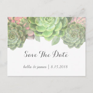 Minimalistische grüne Sukkulente Save The Date Pos Ankündigungspostkarte