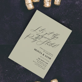 Minimalistische Grüne-Szene-Kalligrafie-Engagement Einladung