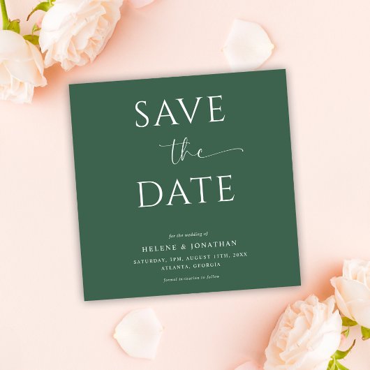 Minimalistische grüne Typografie Moderne Hochzeit Save The Date