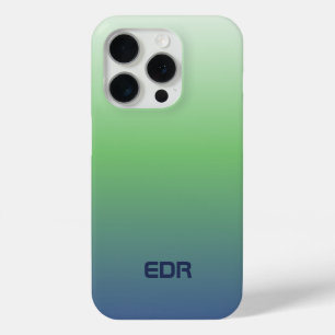 Minimalistische grüne und blaue Gradient-Monogramm Case-Mate iPhone Hülle