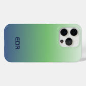 Minimalistische grüne und blaue Gradient-Monogramm Case-Mate iPhone Hülle (Rückseite (Horizontal))