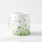 Minimalistische Grüne und Weiße Pflaumen Wiesenblu Kaffeetasse (Vorderseite Links)