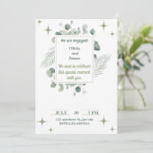 Minimalistische grüne Verlobung Einladung (Stehend Vorderseite)