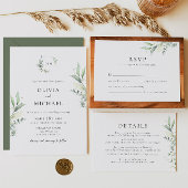 Minimalistische Grünpflanzen Botanische Hochzeit E Einladung