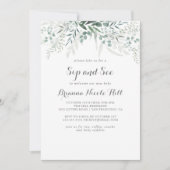 Minimalistische Grünpflanzen Eukalyptus Sip and Se Einladung (Vorderseite)