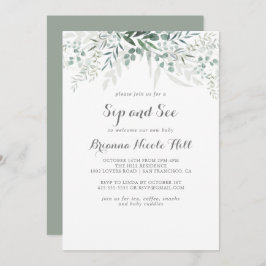 Minimalistische Grünpflanzen Eukalyptus Sip and Se Einladung