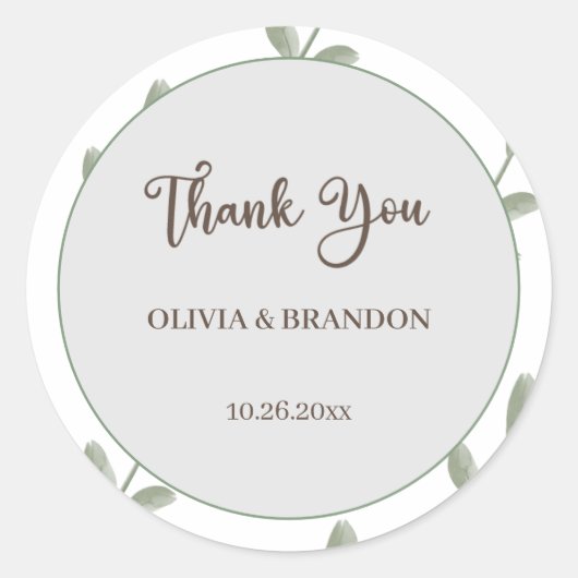 Minimalistische Grünpflanzen Runder Aufkleber (Vorderseite)