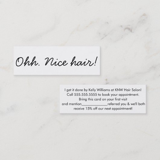 Minimalistische Haar Stylist Haar Salon Referenz M Mini Visitenkarte (Vorne/Hinten)