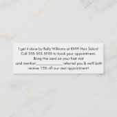 Minimalistische Haar Stylist Haar Salon Referenz M Mini Visitenkarte (Rückseite)