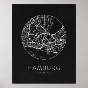 Minimalistische Hamburger Stadtkarte Poster
