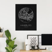 Minimalistische Hamburger Stadtkarte Poster (Heimbüro)