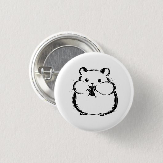 Minimalistische Hamster-Tusche-Pinselstrich-Illust Button (Vorne & Hinten)