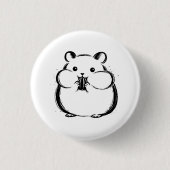 Minimalistische Hamster-Tusche-Pinselstrich-Illust Button (Vorderseite)