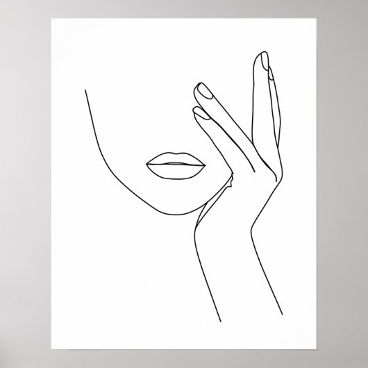 Minimalistische Hand auf Frauengesicht Art Poster (Vorne)